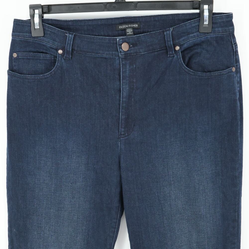 Eileen Fisher Jeans Womens 12 Blue Stretch Denim Straight Leg Preppy Academia - Picture 5 of 12